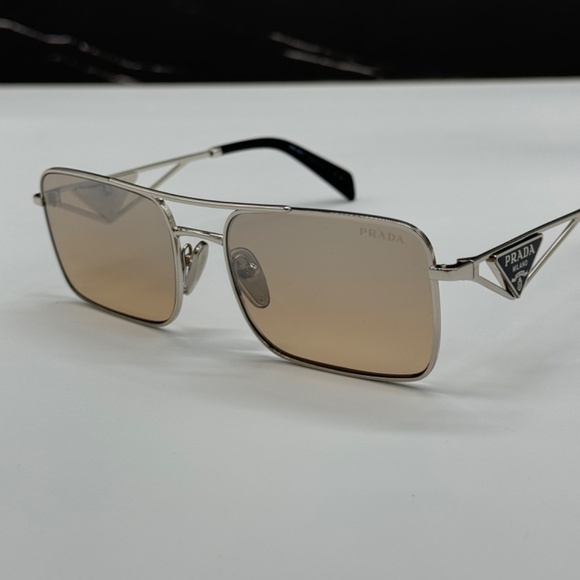 NEW PR A52S 1BC8J1 PRADA SILVER BEIGE SQUARE SPR A52 1BC8J1 WOMEN SUNGLASSES - Picture 6 of 12